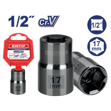Cubo Mec 17 Mm 1/2" Hexago- Nal 6 Puntas
