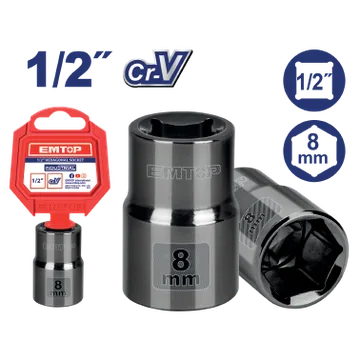 Cubo Mec 8 Mm 1/2" Hexago- Nal 6 Puntas