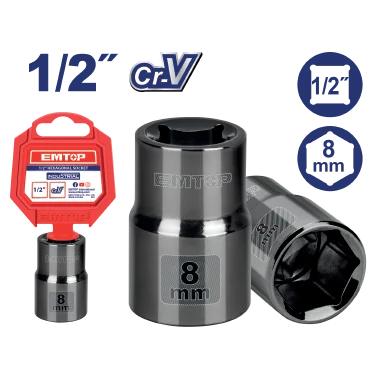 Cubo Mec 8 Mm 1/2" Hexago- Nal 6 Puntas