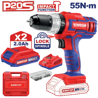 Taladro Impacto Inalámbrico 1/2" Kit 20V