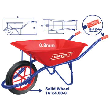 Carretilla 5' Roja Rueda Solida M/Metal