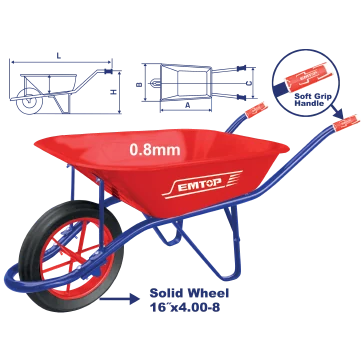 Carretilla 5' Roja Rueda Solida M/Metal