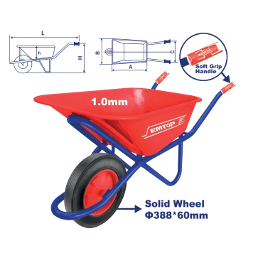 Carretilla 6' Roja Rueda Solida M/Metal