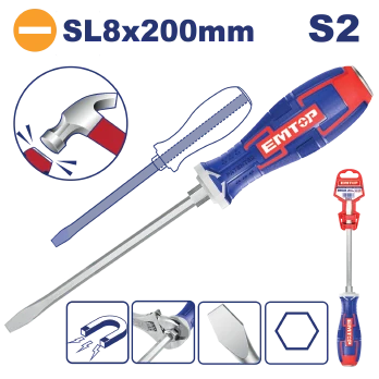 Destornillador Golpe 1/4" X 8" Plano