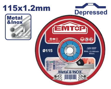 Disco Cort Metal 4 1/2"X 3/16" C/Deprimid