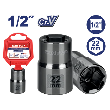 Cubo Mec 22 Mm 1/2" Hexago- Nal 6 Puntas