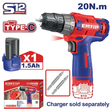 Taladro Inalámbrico 3/8''12V C/Bat S/Carg
