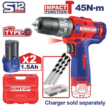 Taladro Inalámbrico 3/8''12V +50Acc