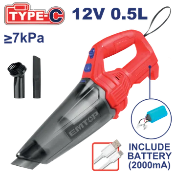 Aspiradora Inalambrica 12V 0.5L C/Bateria