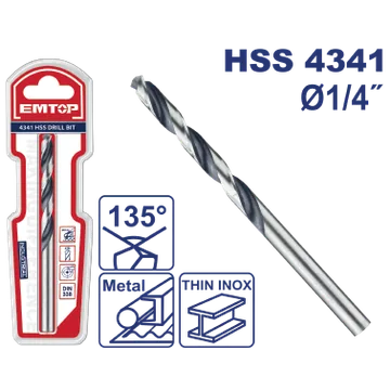 Barrena Metal Hss 1/4'' Blister