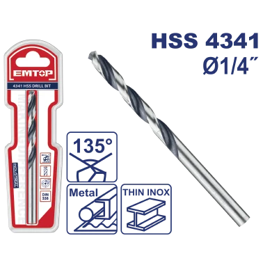 Barrena Metal Hss 1/4'' Blister