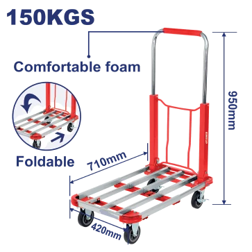 Carretilla Almacen Plata- Forma 150Kgs Topvalue