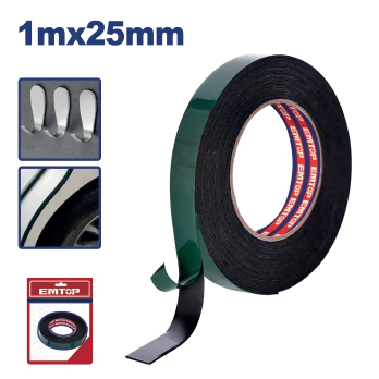 Cinta Doble Cara 1"X1Mt Negra Top Value