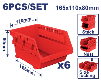Jgo Gaveta Bin Rojo 6/1 6.5"X4.5"X3.5" T/Val