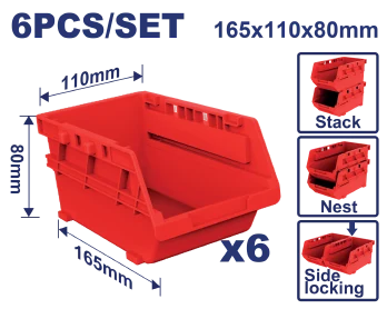 Jgo Gaveta Bin Rojo 6/1 6.5"X4.5"X3.5" T/Val