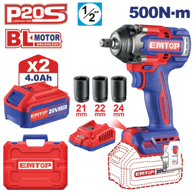 Llave Impacto Inalambrica 1/2" 20V 500Nm