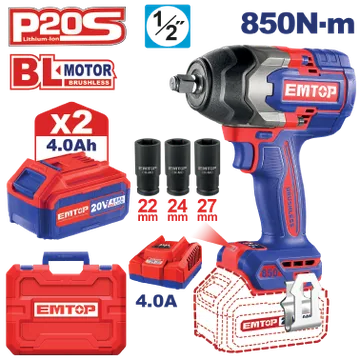 Llave Impacto Inalambrica 1/2" 20V 850Nm
