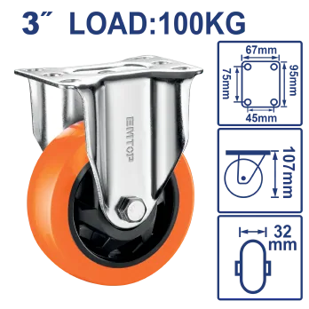 Roldana Poliuret 3" 100Kg Fija Top Value
