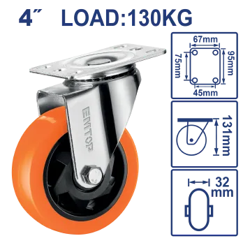 Roldana Poliuret 4"130Kg Giratoria Top Value