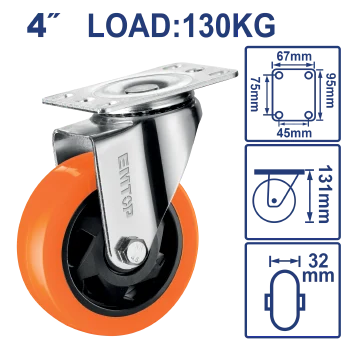 Roldana Poliuret 4"130Kg Giratoria Top Value