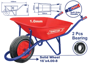 Carretilla 5' Roja Rueda Solida M/Metal