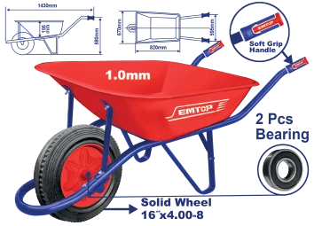Carretilla 5' Roja Rueda Solida M/Metal
