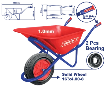 Carretilla 6' Roja Rueda Solida M/Metal
