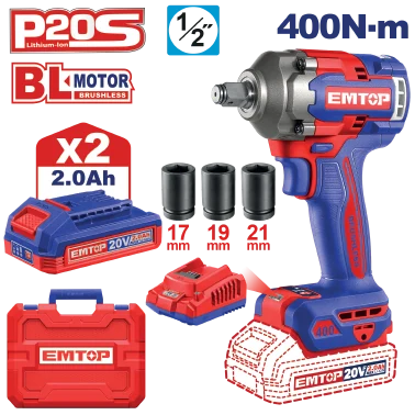 Llave Impacto Inalambrica 1/2" 20V 400N-M