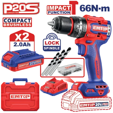 Taladro Inalámbrico 1/2''20V C/2Bat C/Carg/47